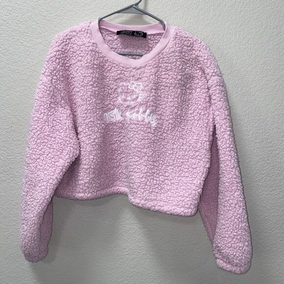 Hello Kitty x Forever 21 Pink Fleece Fuzzy Sweatshirt Large - Picture 6 of 9